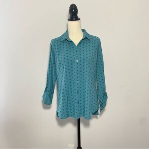 NEW Orvis Shirt Women's Teal Button Up Roll Tab Sleeve Pockets
